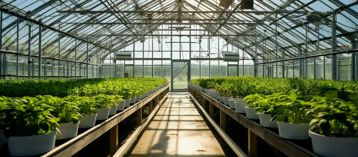 Medical cannabis plants in a greenhouse
